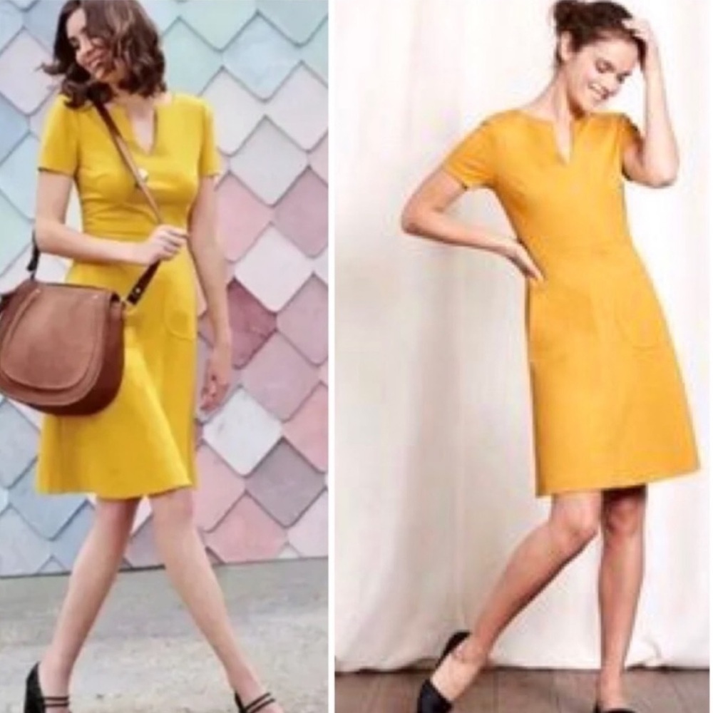 Boden Carolyn Ponte Jersey Dress in Saffron
Yellow Size 8R New Without Tag